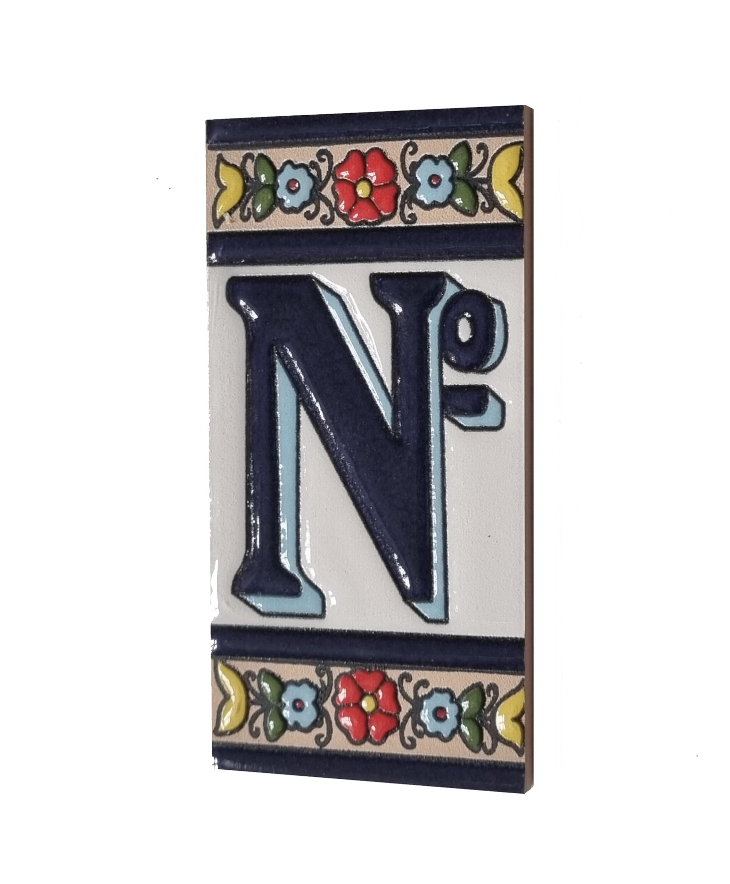 Altea Spanish Hand-painted Ceramic 11 x 5.5 cm or 2.165 x 4.331 inch House Number Tiles