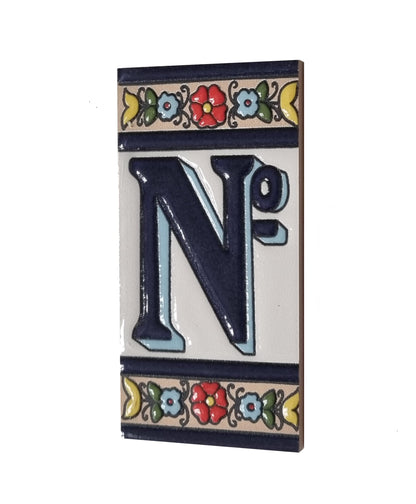 Altea Spanish Hand-painted Ceramic 11 x 5.5 cm or 2.165 x 4.331 inch House Number Tiles