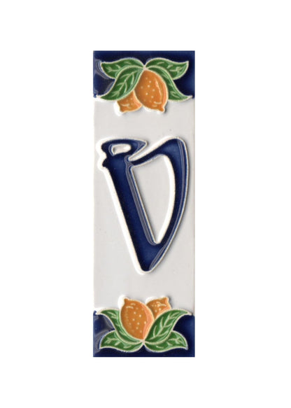Italian Ceramic Lemon House Numbers & Letters Tiles 10 x 3.3 cm