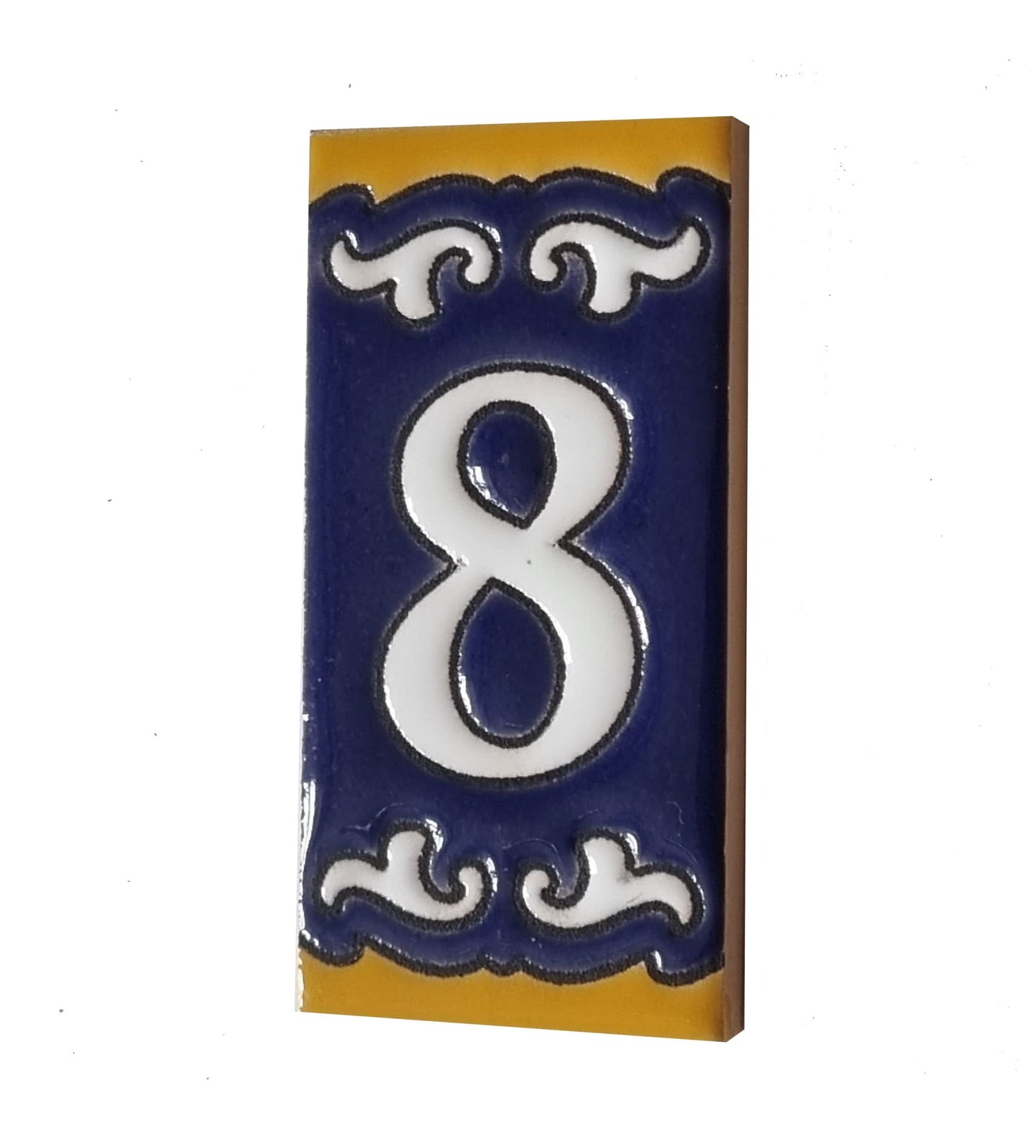 Hand-painted Mini Daniela Deep Blue Ceramic Numbers Tiles 7.5 x 3.7cm | M-01