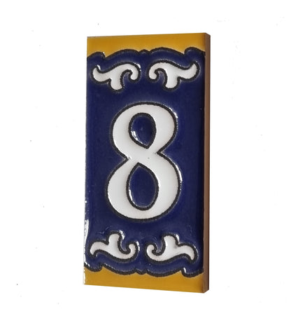 Hand-painted Mini Daniela Deep Blue Ceramic Numbers Tiles 7.5 x 3.7cm | M-01