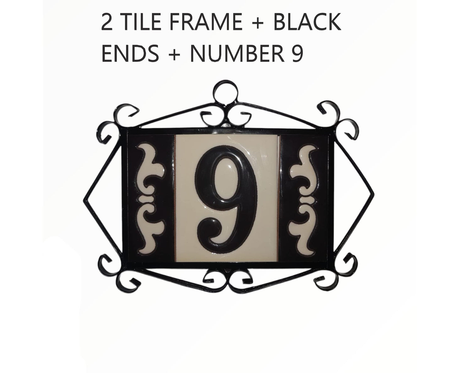 Hand-painted Costa Black & White Ceramic House Number Tiles 10 x 7.5cm