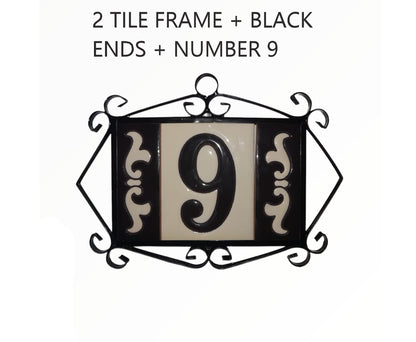 Hand-painted Costa Black & White Ceramic House Number Tiles 10 x 7.5cm