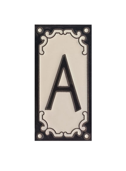 Jacho Black Hand-Painted Ceramic Number Tiles 11 x 5.5 cm