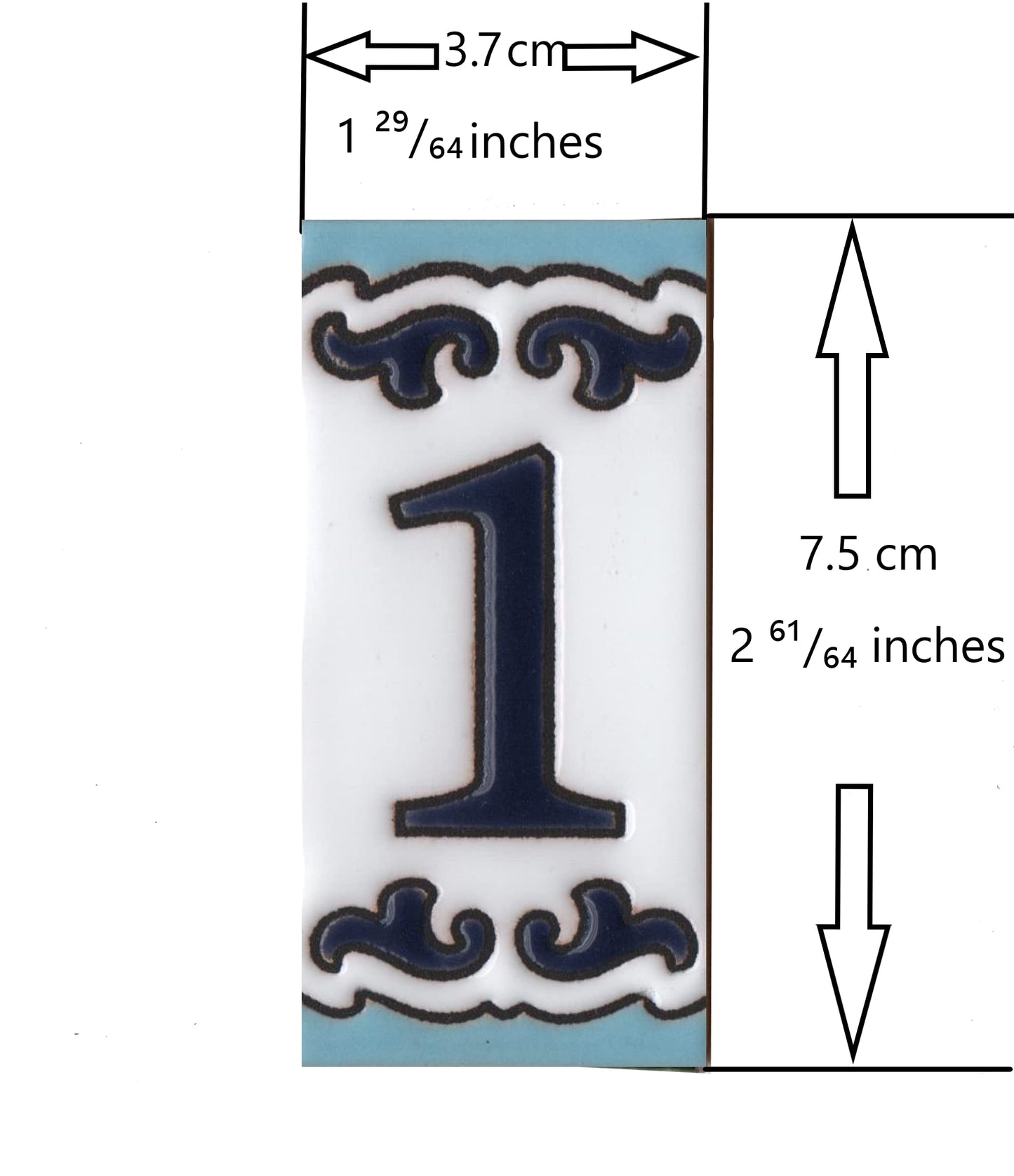 Spanish Hand-Painted Ceramic House Number Tiles | MD-02 | 7.5x3.7cm