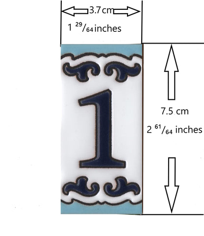 Spanish Hand-Painted Ceramic House Number Tiles | MD-02 | 7.5x3.7cm