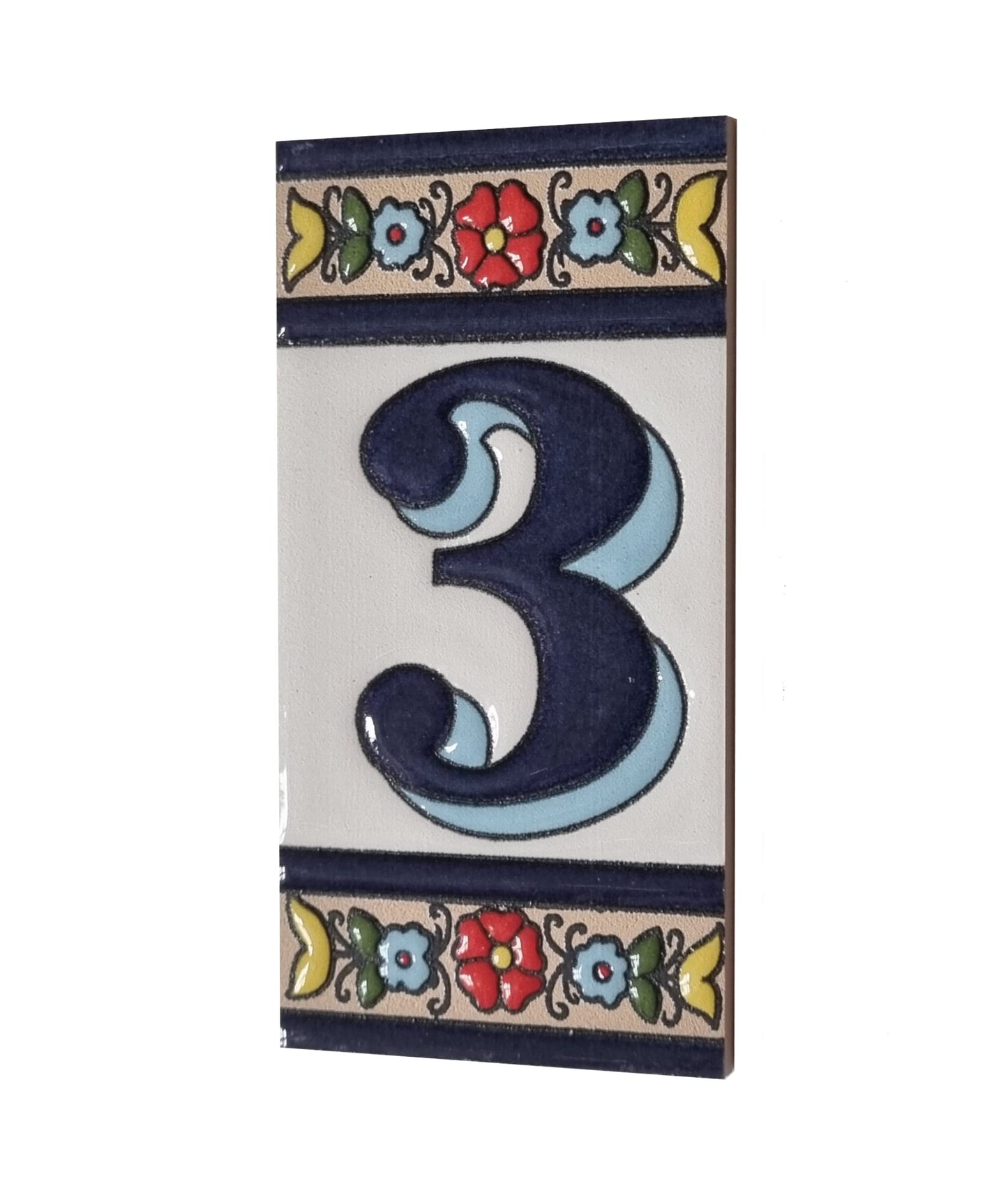 Altea Spanish Hand-painted Ceramic 11 x 5.5 cm or 2.165 x 4.331 inch House Number Tiles