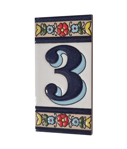 Altea Spanish Hand-painted Ceramic 11 x 5.5 cm or 2.165 x 4.331 inch House Number Tiles