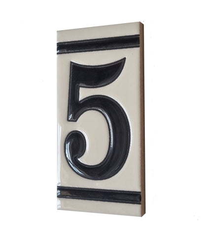 French White Classic Hand-Painted House Number Tiles 4.3' x 2.2' 11 x 5.5cm & Optional Metal Frames