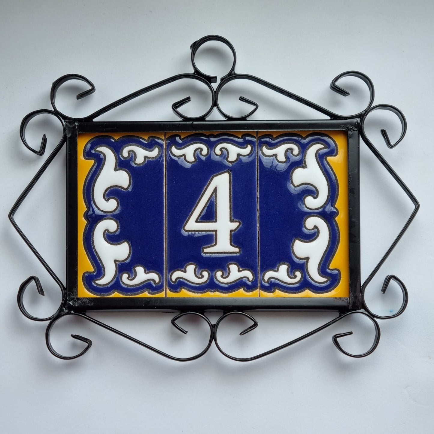 Hand-painted Mini Daniela Deep Blue Ceramic Numbers Tiles 7.5 x 3.7cm | M-01