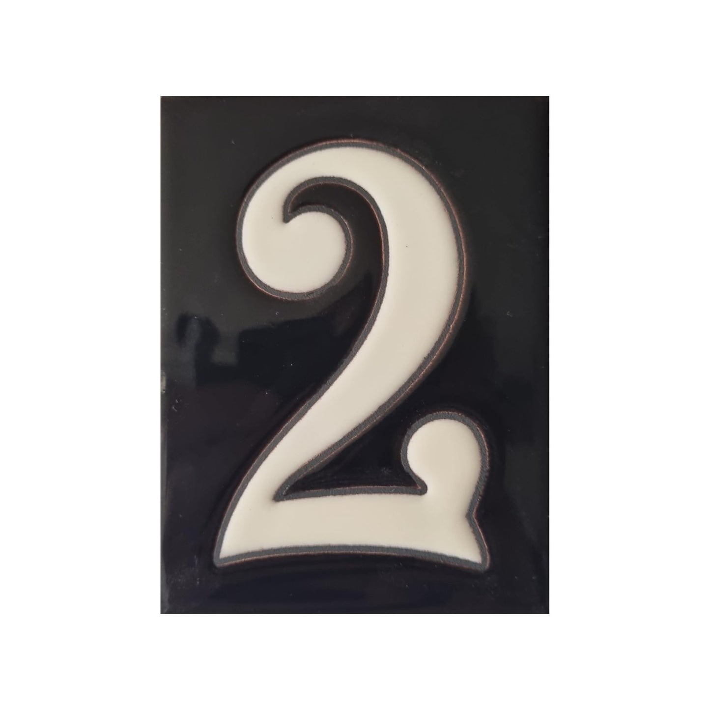 Hand-painted Costa Black Ceramic House Number Tiles 10 x 7.5cm