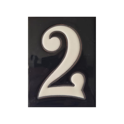 Hand-painted Costa Black Ceramic House Number Tiles 10 x 7.5cm