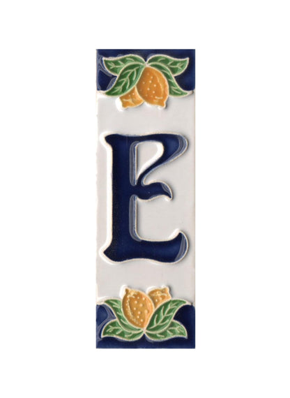 Italian Ceramic Lemon House Numbers & Letters Tiles 10 x 3.3 cm