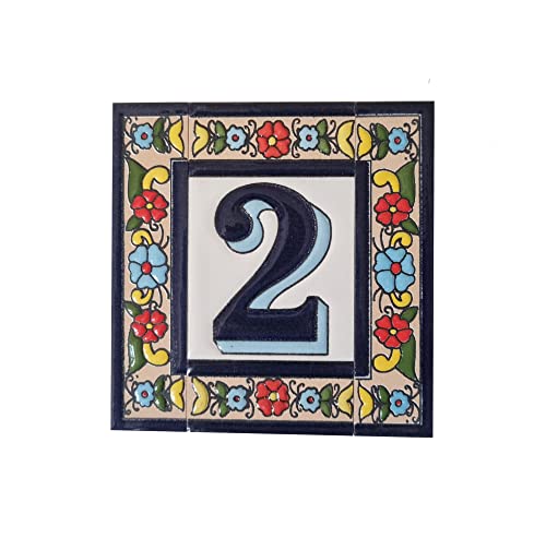 Altea Spanish Hand-painted Ceramic 11 x 5.5 cm or 2.165 x 4.331 inch House Number Tiles