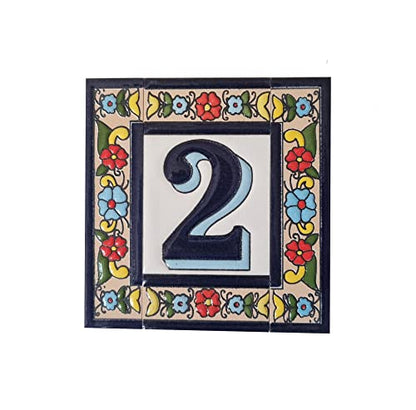 Altea Spanish Hand-painted Ceramic 11 x 5.5 cm or 2.165 x 4.331 inch House Number Tiles