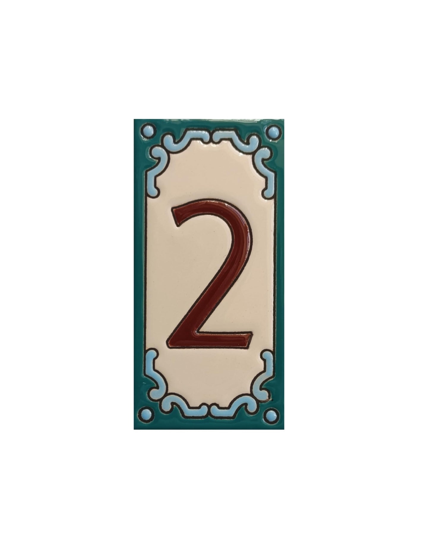 Hand-Painted Ceramic House Number Tiles 11 x 5.5 cm | Jacho M-13