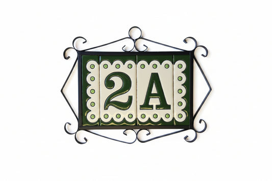 Hand-painted Soto Green Ceramic House Number Tiles 11 x 5.5 cm