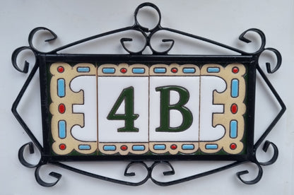 Hand-painted Mini-Green Ceramic House Number Tiles 7.5 x 3.7 cm