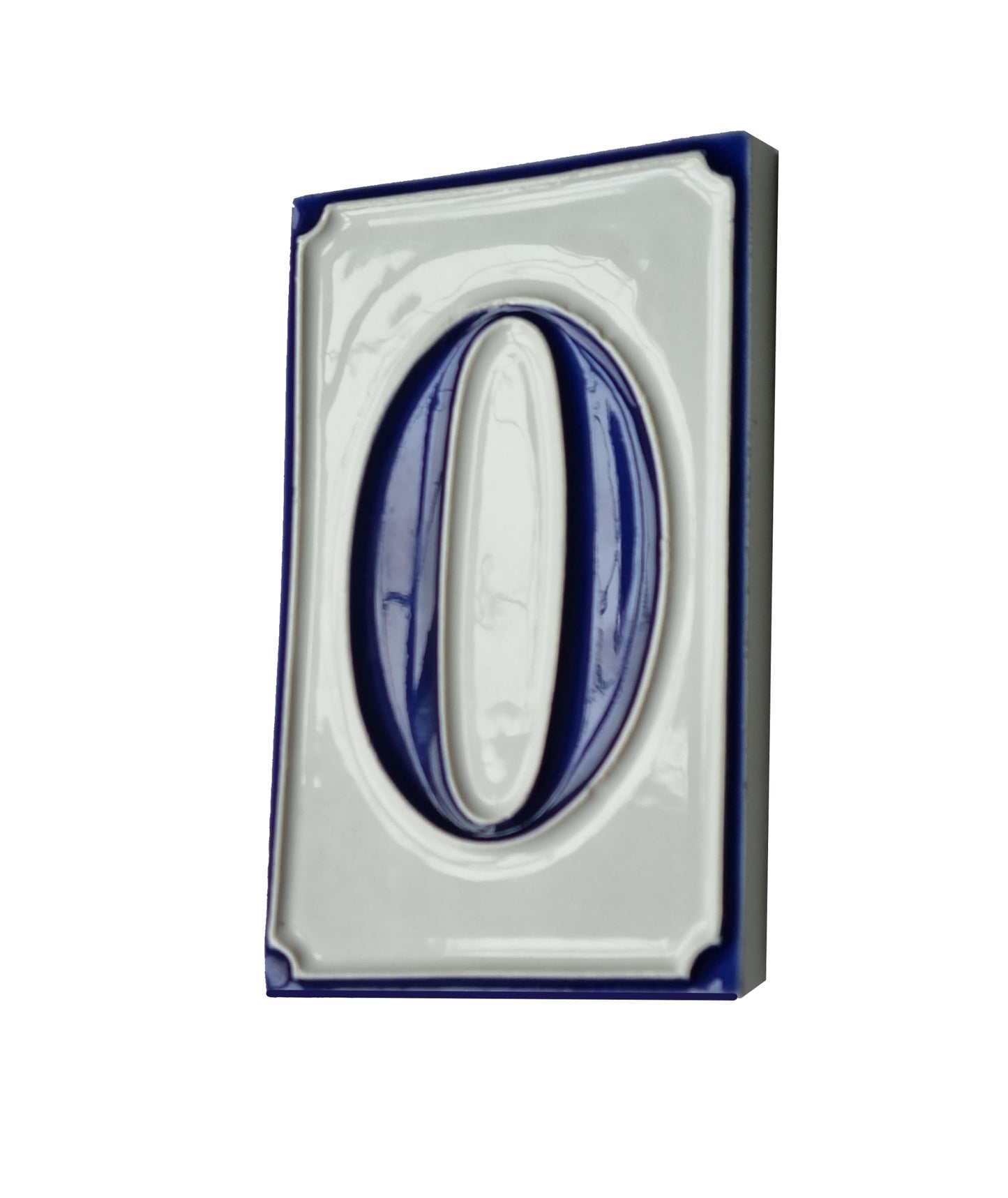 Hand-painted Italian-styled Blue and White Ceramic Custom House Address Numbers Tiles 11 x7 cm