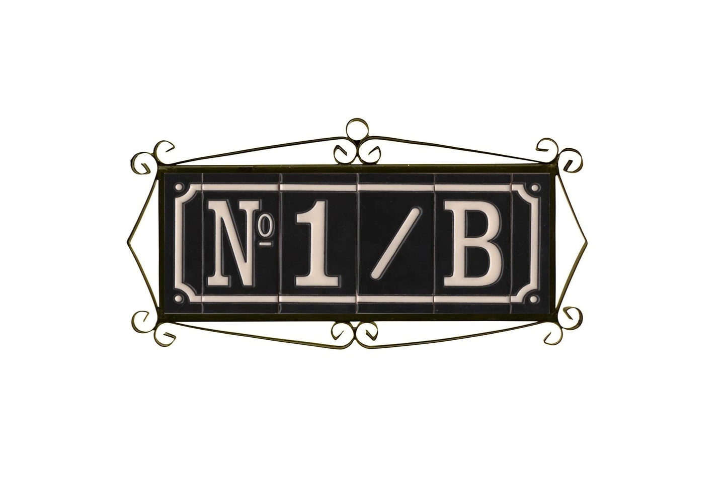 Hand-Painted French Black House Number Tiles 4.3' x 2.2' 11 x 5.5cm & Optional Metal Frames