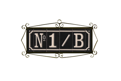 Hand-Painted French Black House Number Tiles 4.3' x 2.2' 11 x 5.5cm & Optional Metal Frames