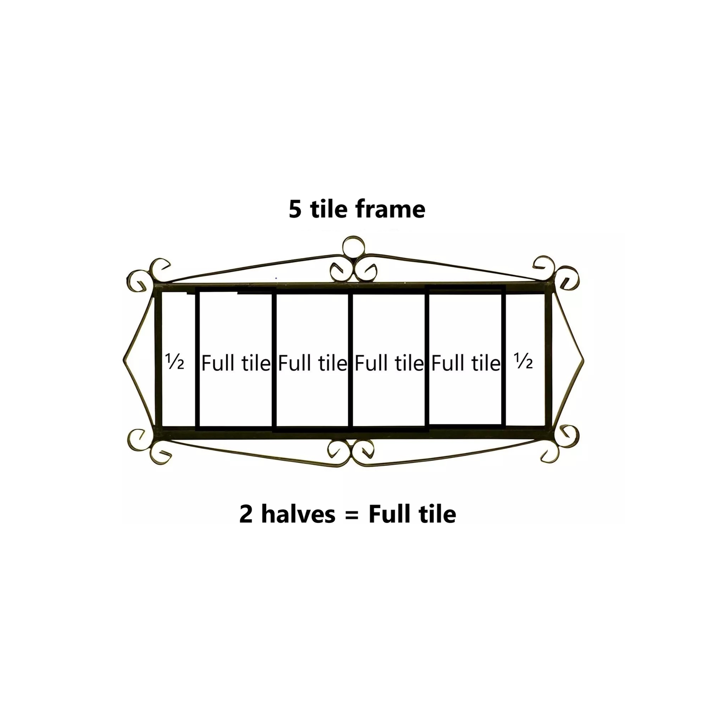 Mini-Floral Hand-painted Ceramic Black Number Tiles 7.5 x 3.5 cm & Metal Frames