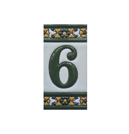 Floral Seville Hand-painted Ceramic Number Tiles 11 x 5.5 cm & Metal Frames