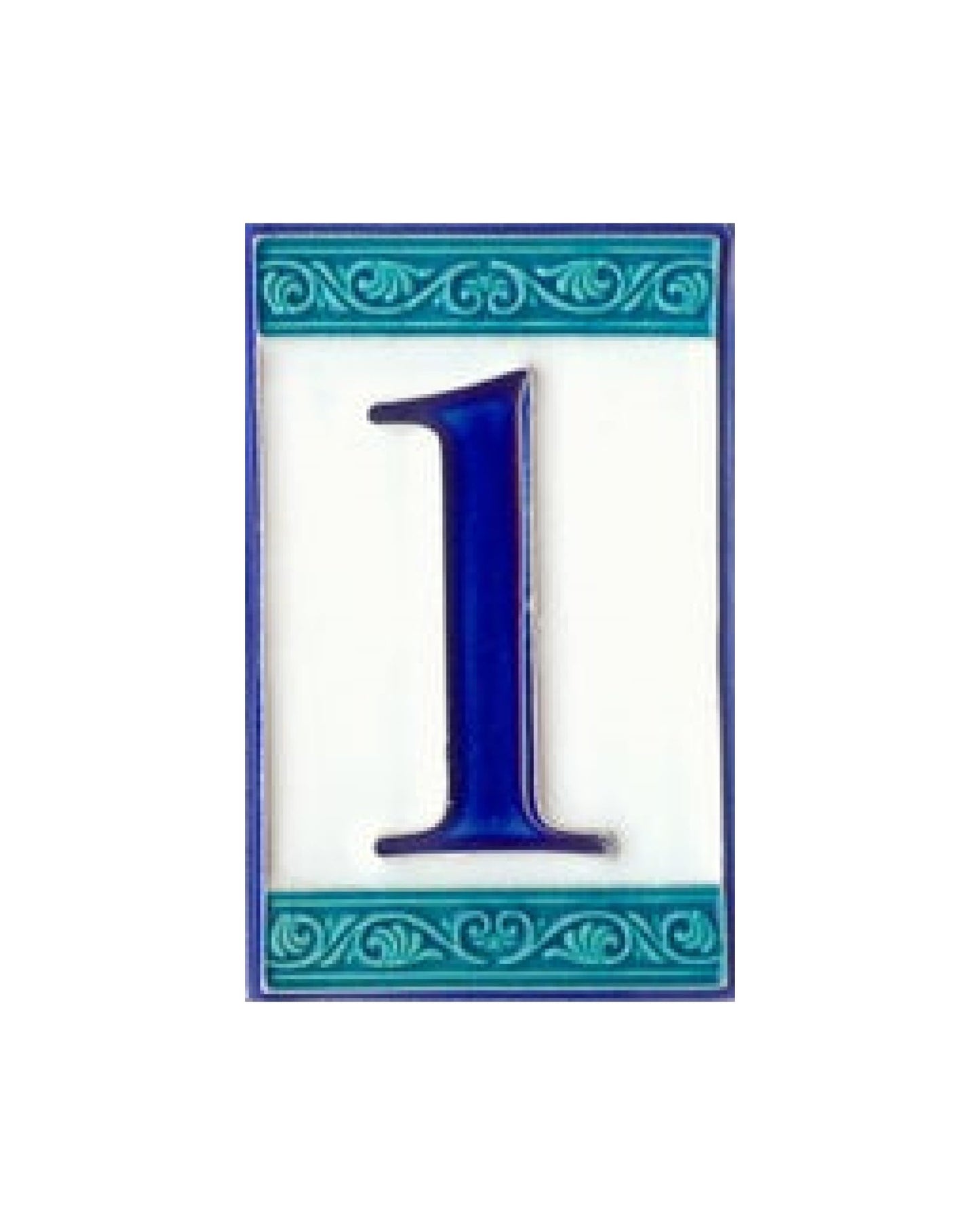 Hand-painted Italian Greek-styled house number tiles 11 x 7cm