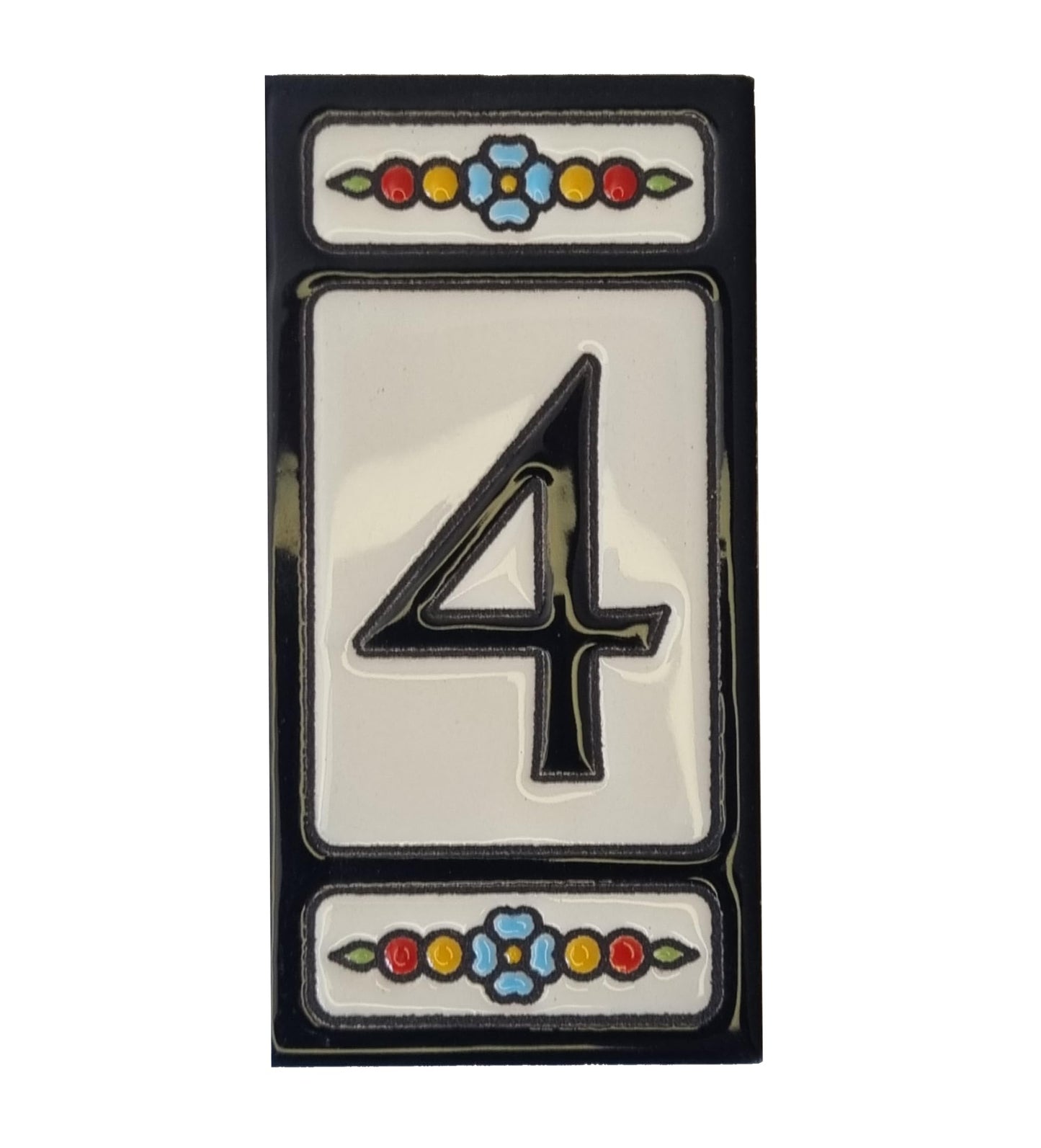 Hand-painted Atalaya M-5 Black Ceramic 11 x 5.5 cm or 2.165 x 4.331 inch House Number Tiles