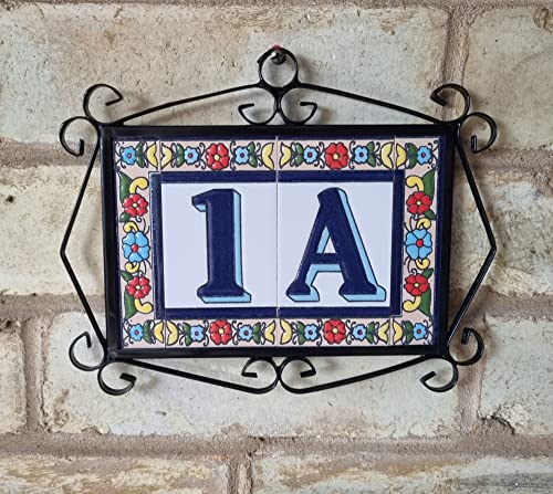 Altea Spanish Hand-painted Ceramic 11 x 5.5 cm or 2.165 x 4.331 inch House Number Tiles