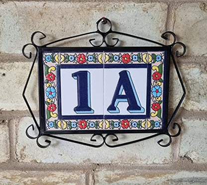 Altea Spanish Hand-painted Ceramic 11 x 5.5 cm or 2.165 x 4.331 inch House Number Tiles