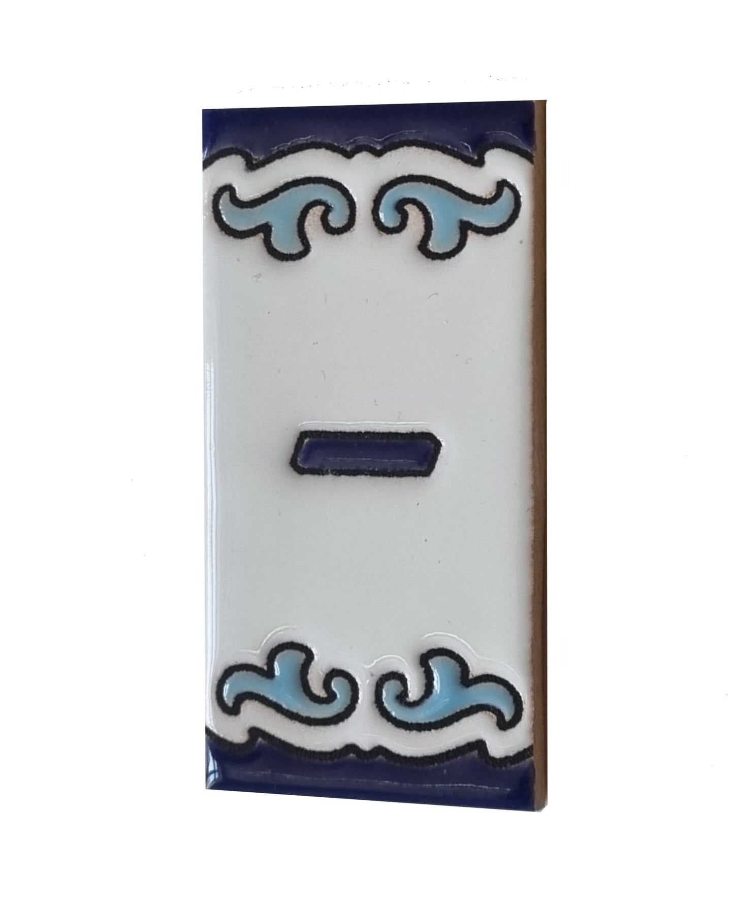 Blue & White Mini-house Ceramic Number Tiles 7.5 x 3.7cm | Optional frames | MD-04