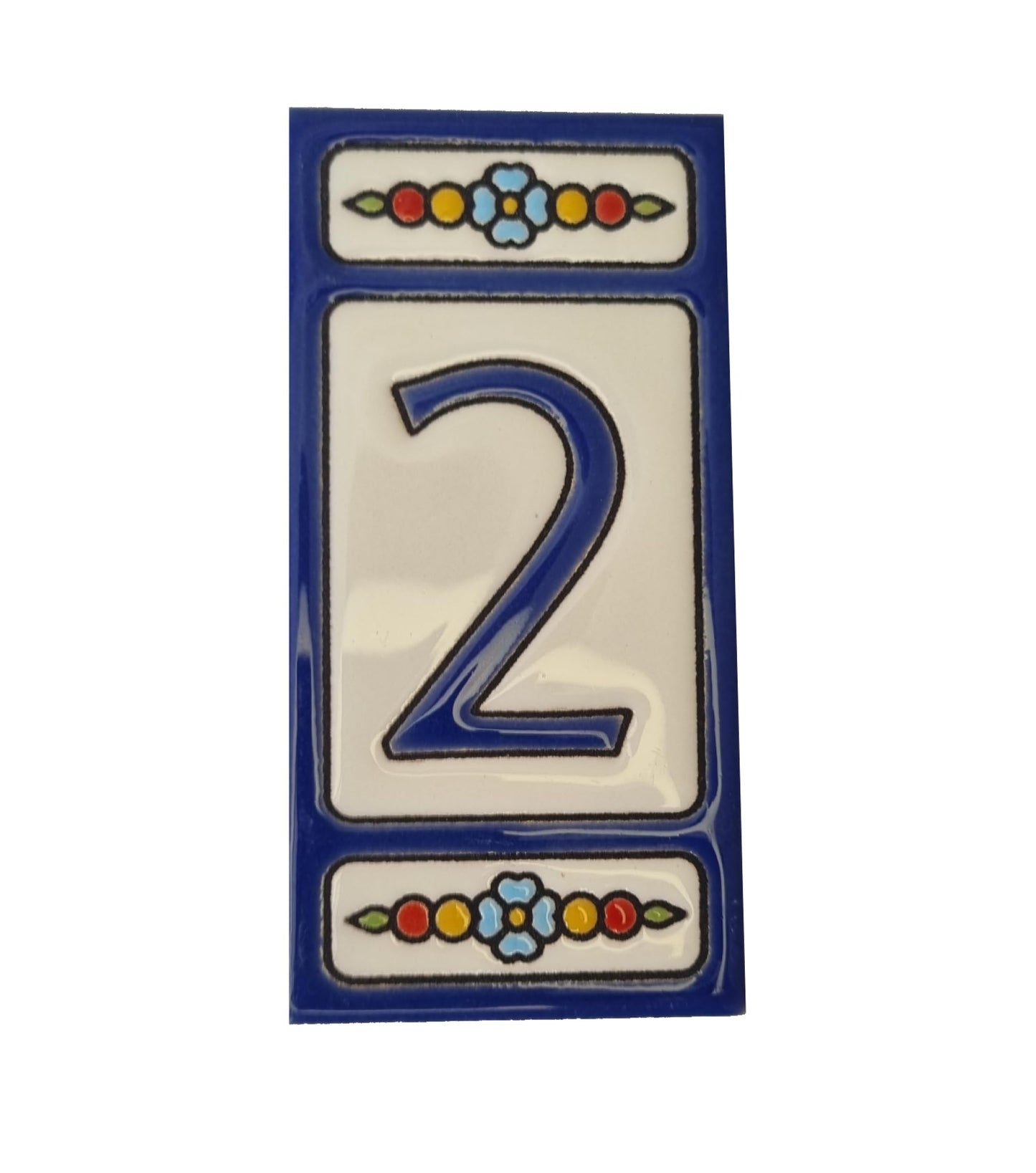 Atalaya m-7 Blue Hand-Painted Ceramic House Number Tiles 11 x 5.5cm