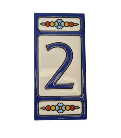 Atalaya m-7 Blue Hand-Painted Ceramic House Number Tiles 11 x 5.5cm