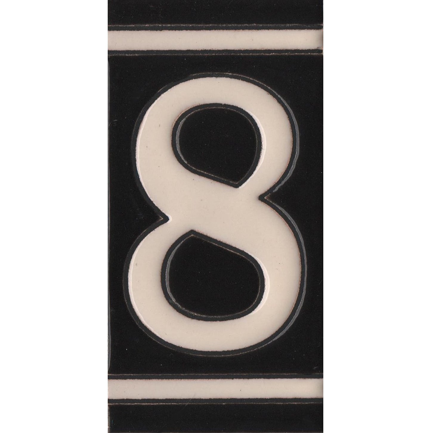 Hand-Painted French Black House Number Tiles 4.3' x 2.2' 11 x 5.5cm & Optional Metal Frames