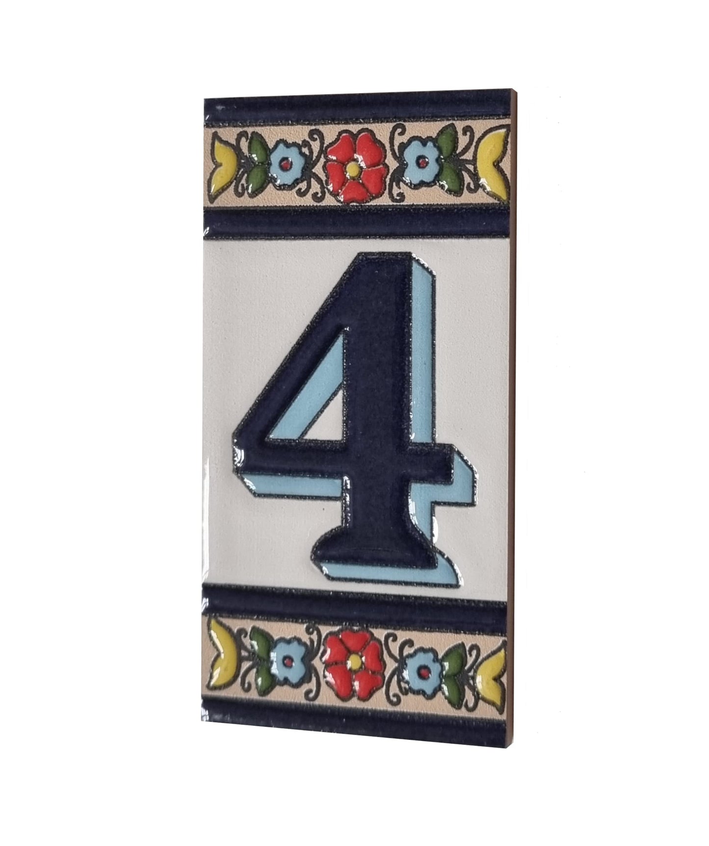 Altea Spanish Hand-painted Ceramic 11 x 5.5 cm or 2.165 x 4.331 inch House Number Tiles
