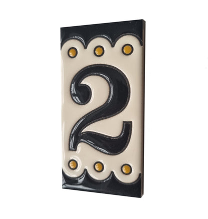 Soto M-3 Spanish Hand-painted Ceramic 11 x 5.5 cm or 2.16 x 4.33" Number Tiles