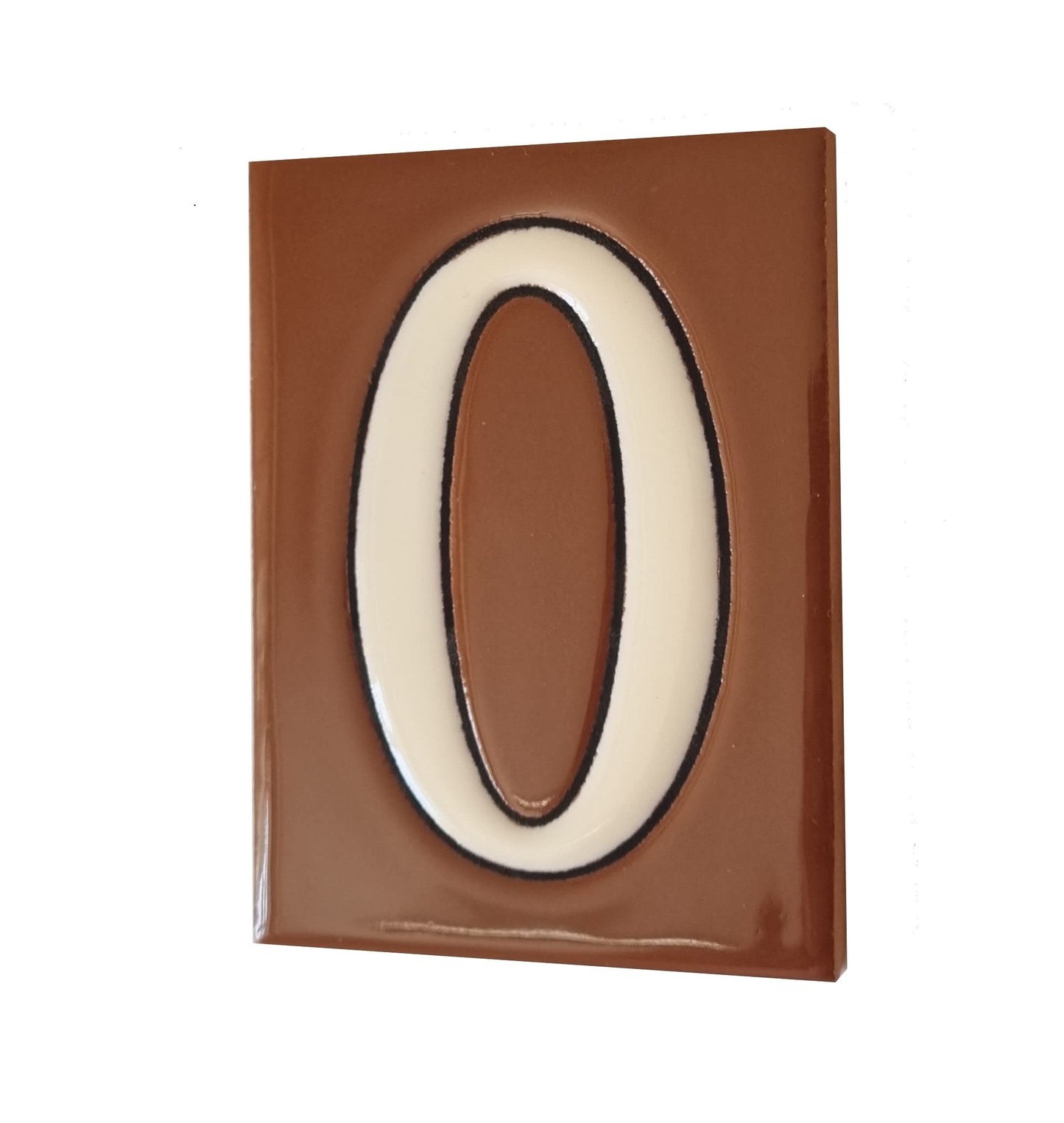 Hand-Painted Cerami House Number Tiles 10 x 7.5cm Costa Brown & White Design