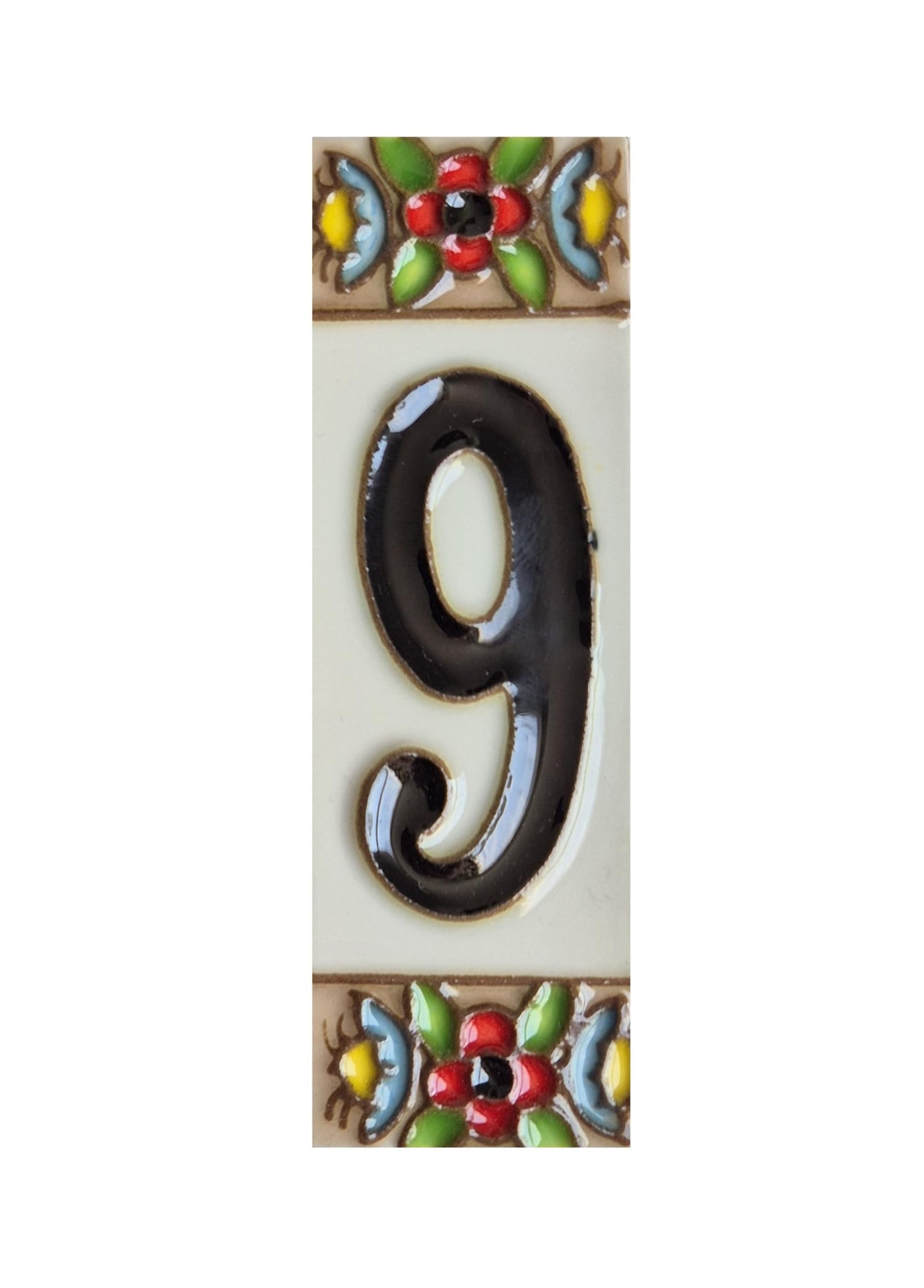 Spanish cherry number tiles with the option of wooden frames 10 x 3.3 cm