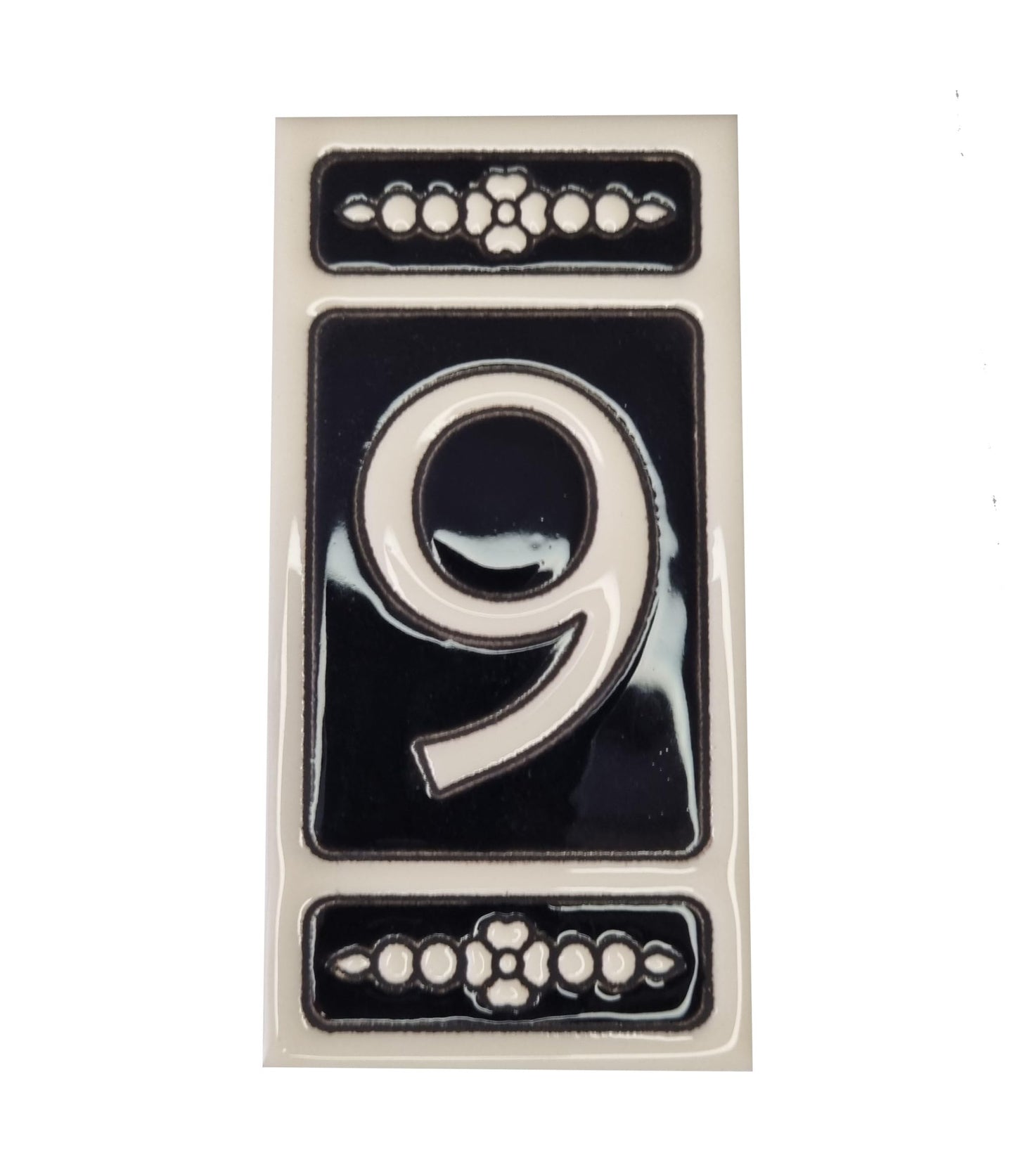 Spanish Hand-painted Atalaya M-6 Ceramic House Number Tiles 11 x 5.5 cm