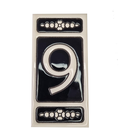 Spanish Hand-painted Atalaya M-6 Ceramic House Number Tiles 11 x 5.5 cm