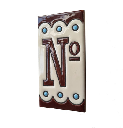 Soto M-8 Spanish Hand-painted Ceramic house number tiles 11 x 5.5 cm or 2.16 x 4.33"