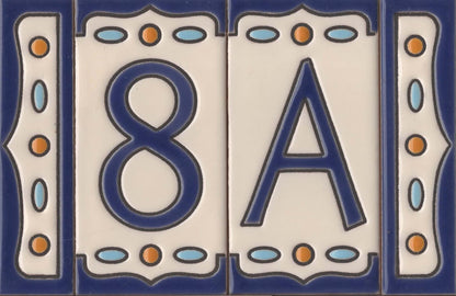 Nazari M-5 Spanish Hand-painted Ceramic House Number Tiles 11 x 5.5 cm