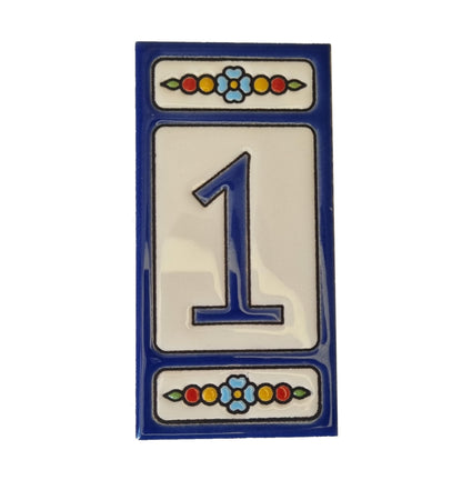 Atalaya m-7 Blue Hand-Painted Ceramic House Number Tiles 11 x 5.5cm