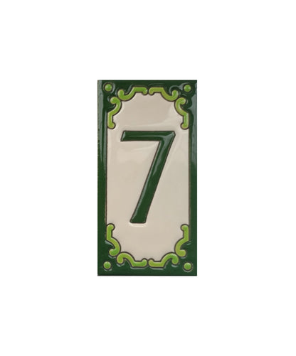 Hand-Painted Jacho Green House Number Tiles 11 x 5.5 cm