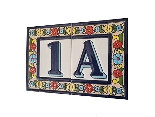 Altea Spanish Hand-painted Ceramic 11 x 5.5 cm or 2.165 x 4.331 inch House Number Tiles