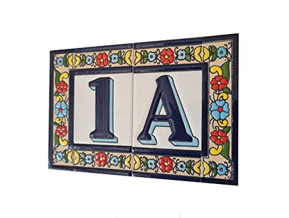 Altea Spanish Hand-painted Ceramic 11 x 5.5 cm or 2.165 x 4.331 inch House Number Tiles