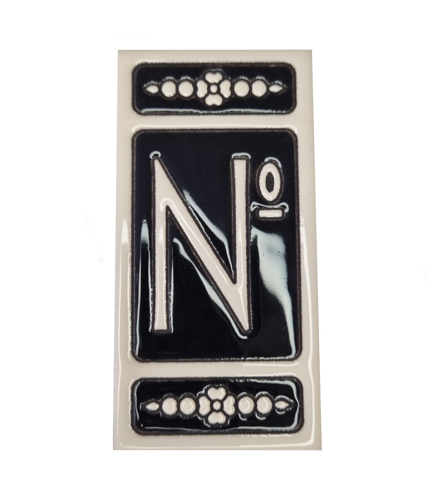 Spanish Hand-painted Atalaya M-6 Ceramic House Number Tiles 11 x 5.5 cm