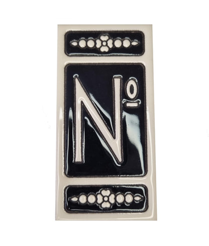 Spanish Hand-painted Atalaya M-6 Ceramic House Number Tiles 11 x 5.5 cm