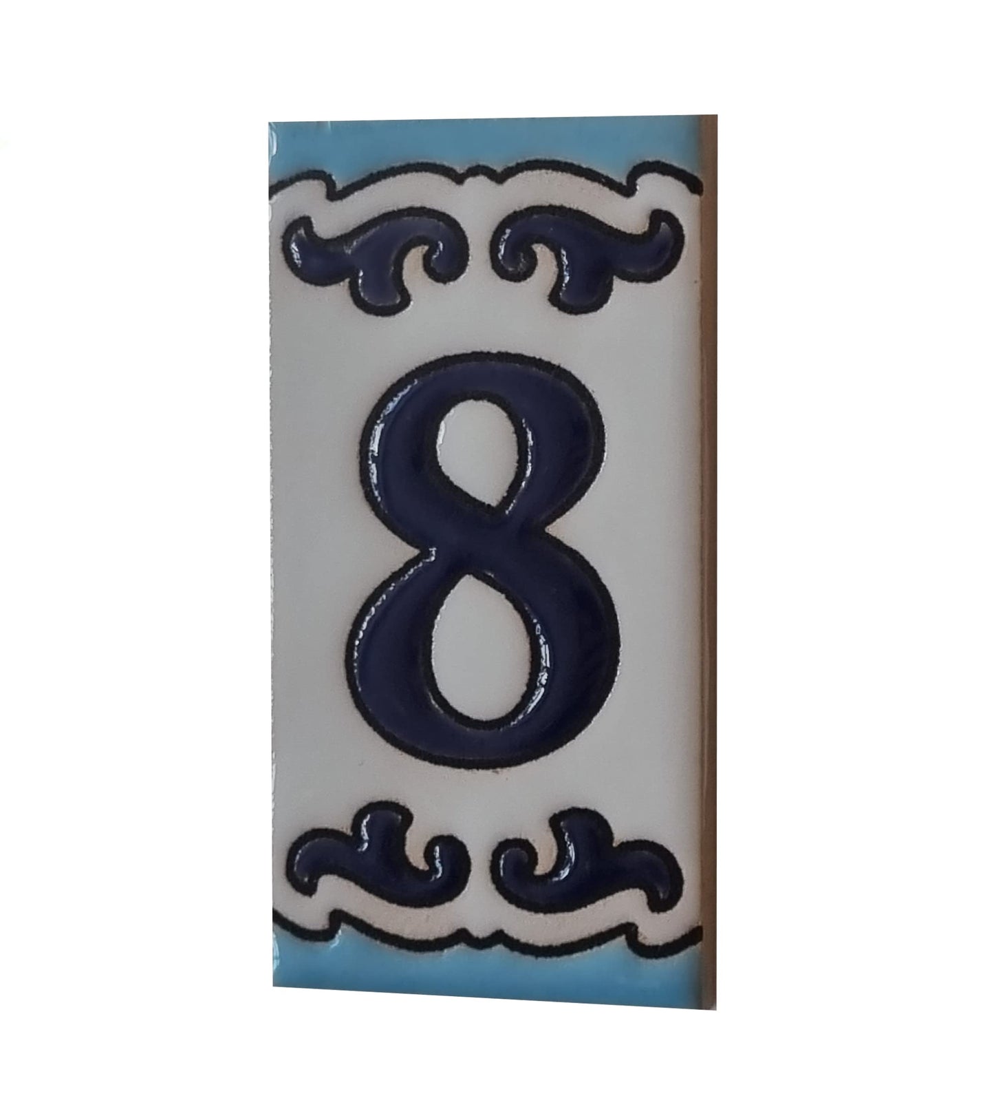 Spanish Hand-Painted Ceramic House Number Tiles | MD-02 | 7.5x3.7cm
